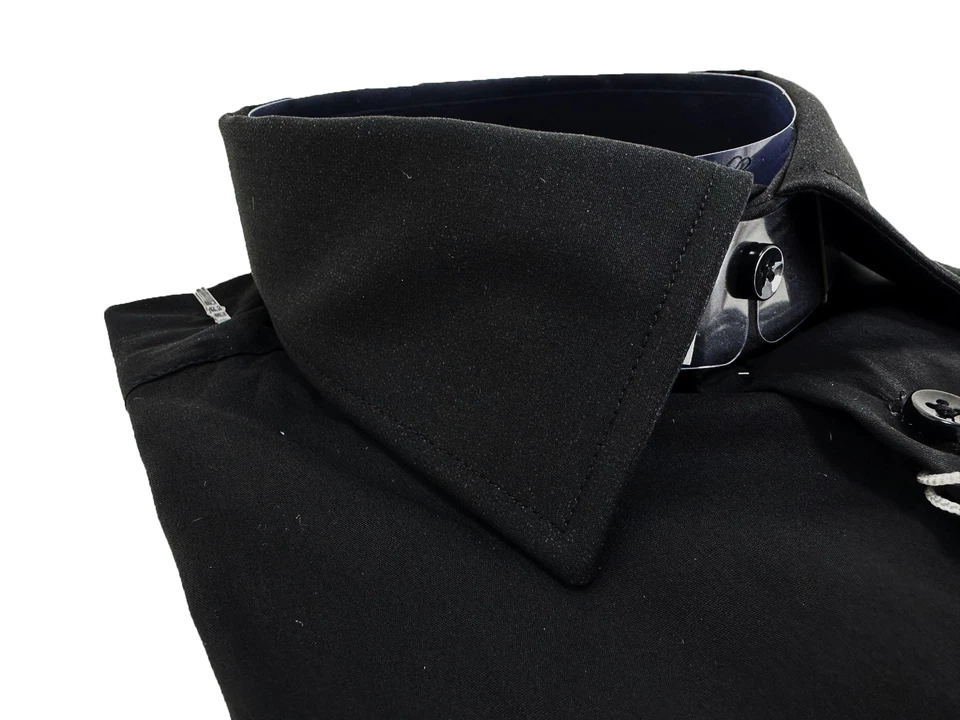 Camicia uomo sartoriale Ardenti cotone stretch slim fit nero Made in Italy - Immagine 1 di 4