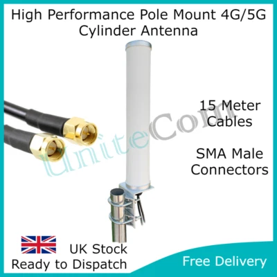 5G 4G LTE High Gain MiMo Pole Mount Antenna 15 Meter Aerial O2 EE Three Vodafone - Image 1 of 4