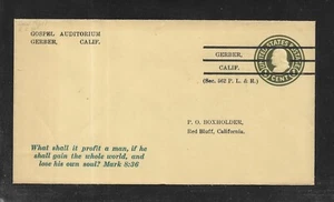 US Precancel Envelope: CA Gerber; Local T1 E 5 39; Used (Gospel Auditorium) - Picture 1 of 1