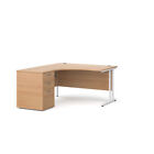 Maestro 25 left hand ergonomic desk with white cantilever frame and desk high...
