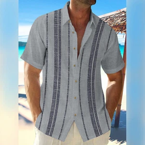 Men's Hawaiian Shirt, Button Down Vintage Short Sleeve Bowling Beach Shirts W - Picture 1 of 42