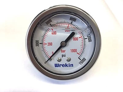 63mm Hydraulic Pressure Gauge BACK ENTRY 0-15000 PSI 1000 Bar GC631000/04 WREKIN