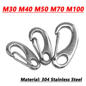 A2 Stainless Steel Egg-Shape Spring Snap Hook Clip Quick Link Carabiner 30-100MM