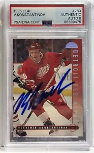 1995 Leaf Rare! SIGNED VLADIMIR KONSTANTINOV PSA/DNA JSA Double CERTIFIED AUTO!! - Picture 1 of 4