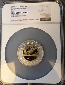 2023 PF70 Canada Dance of the Spirits Gold plated silver 2 oz Silver Toonie - Picture 1 of 3