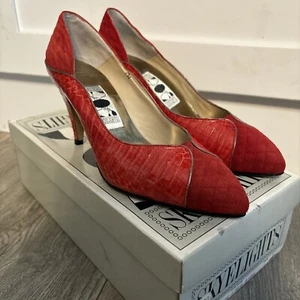 Skylights Patricia rote hochhackige Vintage-Pumps aus echtem Schlangenleder Größe 7 neu mit Karton - Bild 1 von 14