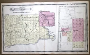 1918 Karte LINDWOOD / REGENPFEIFER Gemeinde, Wisconsin Abstammung Genealogie Geschichte - Bild 1 von 3