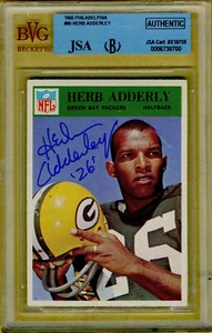 Tarjeta de fútbol americano Beckett JSA certificada Herb Adderly autografiada 1966 Philadelphia - Imagen 1 de 2