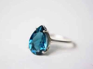 Blue Topaz Ring Handmade 925 Sterling Silver Statement Woman Ring All Size AB15