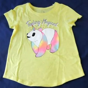 NWT Girls SO® 7 FAVORITE TEE Very Soft Yellow Colorful PANDA BEAR Short Sleeve - Picture 1 of 3