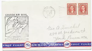 Canada to US 1941 First Flight Cover FAM 21 Moncton to Bangor Cachet F21-2 - Picture 1 of 2