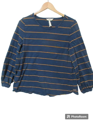 Camiseta Top Para Mujer Talla L MATILDA JANE Rayas Azul Marino MANGA GLOBO Algodón Foto 1 de 4