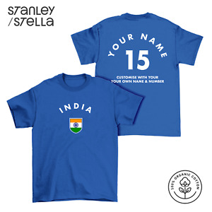 INDIA Personalised T-Shirt Name/Number Mens Kids Baby Womens Cricket Sports Flag