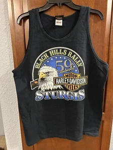 Sturgis Motorcycle Classic 1999 Tank Top Men XL Anvil Black Double Sided Graphic - Picture 1 of 8
