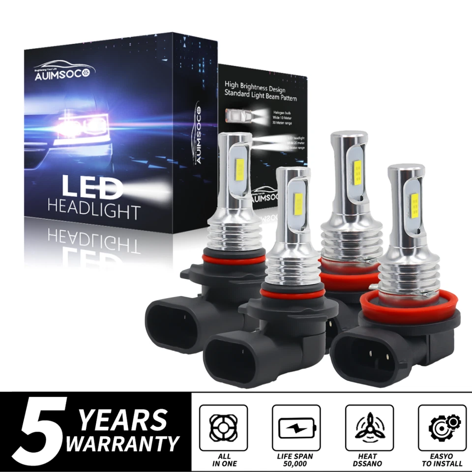 9005 H11 LED Headlight Super Bright Bulbs Kit 8000K White 360000LM High Low Beam - Image 1 of 4