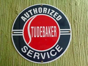 Vintage Authorized Studebaker Service PORCELAIN SIGN Advertising Automobile - Picture 1 of 2