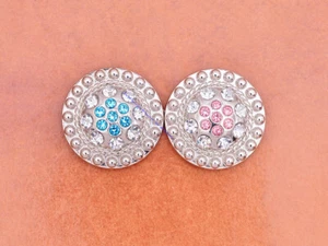 10x Silver Western Pink Rhinestone Luggage Bag Belt Leathercraft Hardware Concho - Picture 1 of 27