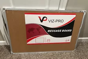 VIZ-PRO Cork Notice Board • 36" x 24" • Silver Aluminum Frame - Picture 1 of 3