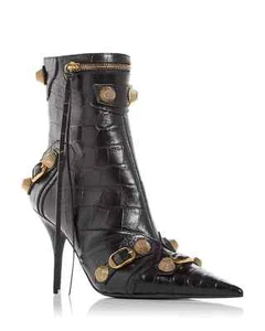 Balenciaga Cagole High Heel Crocodile Embossed Boots Womens Sz 38 NEW $1790 - Picture 1 of 18