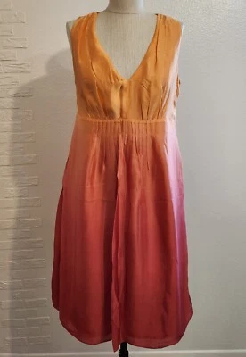 INC International Concepts Sz 8 Silk Ombre Gradient Orange Red Dress Sleeveless - Image 1 of 4