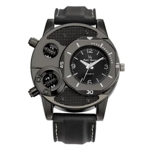 Mens Casual Sports Silicone Wrist Strap Analog Quartz Cheap Boys Black Watch UK - Picture 1 of 6