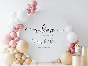 Wedding Welcome Sign Party Event Decorations Decal Personalised Custom Cut Vinyl - Picture 1 of 9