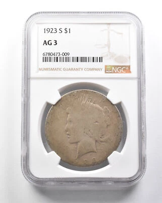 AG3 1923-S Peace Silver Dollar NGC *4157 - Image 1 of 3
