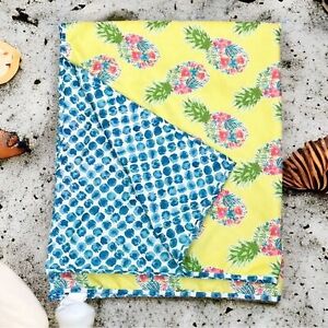 Isaac Mizrahi Reversible Blanket Colorful Pineapple Print 50”x60”