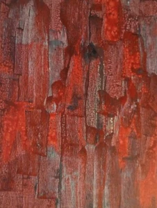 ABSTRAKT "ROTE ZWIEBELN"; 12x16 ACRYL AUF LEINWAND vom Mississippi Künstler GUY FOSTER - Bild 1 von 9