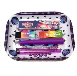 Purple Rolling Tray Design Set Cone Tubes Rolling Papers Gift - Picture 1 of 4