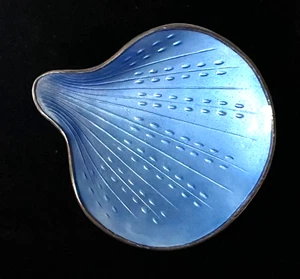 Vtg Brooch Pin MRKD Finn Jensen NORWAY 925 STERLING SILVER Guilloche Enamel Blue - Picture 1 of 4