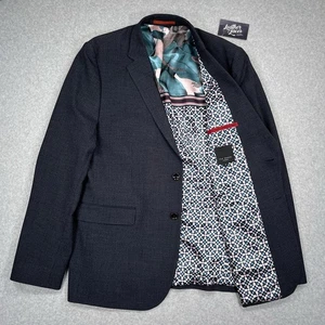 Ted Baker London Blazer Mens 6 XXL 42R Groove Micro Check Blue Sport Coat Iguana - Picture 1 of 16