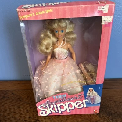 Barbie-1987 TEEN SWEETHEART SKIPPER, vestido blanco/falda rosa, #4855, Mattel MNRFB Foto 1 de 4