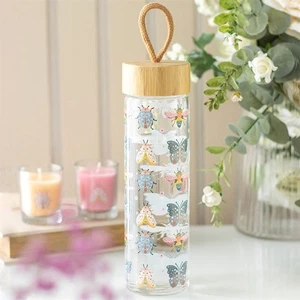 Floral Bug Print Glass Water Bottle - Picture 1 of 5