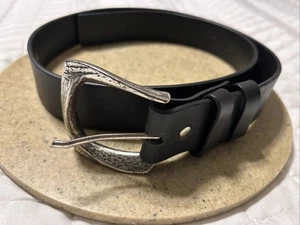 Silpada Designs Black Leather Belt Silver Buckle Size Lg - Picture 1 of 7