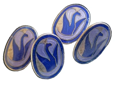 #Raros gemelos dobles #Antiguo guilloche esmaltado plata de ley 925 ART DECO Foto 1 de 4