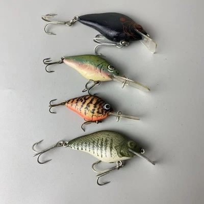 Lote de 4 señuelos de pesca vintage natural Ike CrankBait Foto 1 de 4