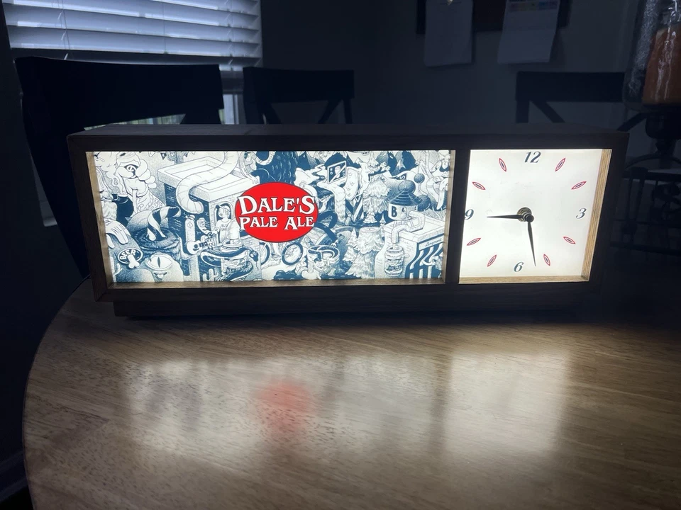 Oskar Blues Brewery Dale's Pale Ale Cerveza Reloj Iluminado, Barra Trasera Publicidad  Foto 1 de 2