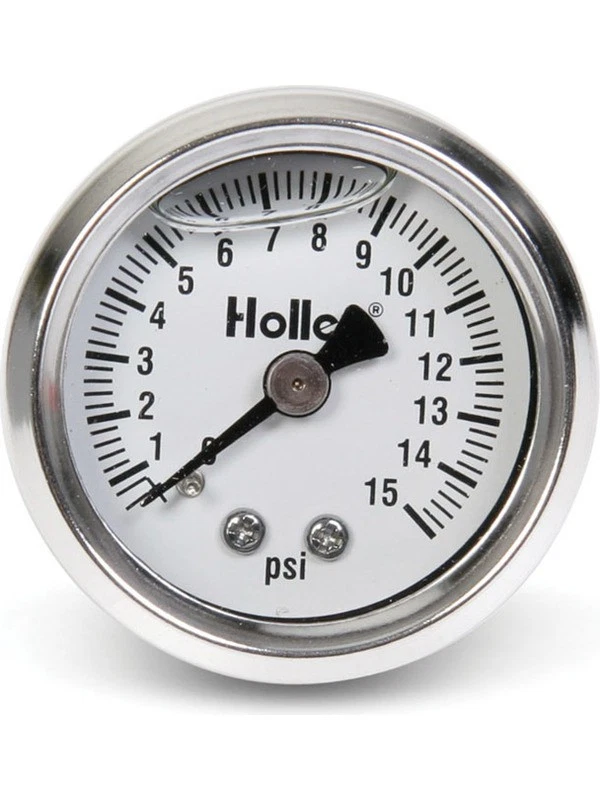 Holley Gauge Fuel Pressure 0-15 psi 1 1/2 Analog Mechanical White Face (26-504) - Image 1 of 4