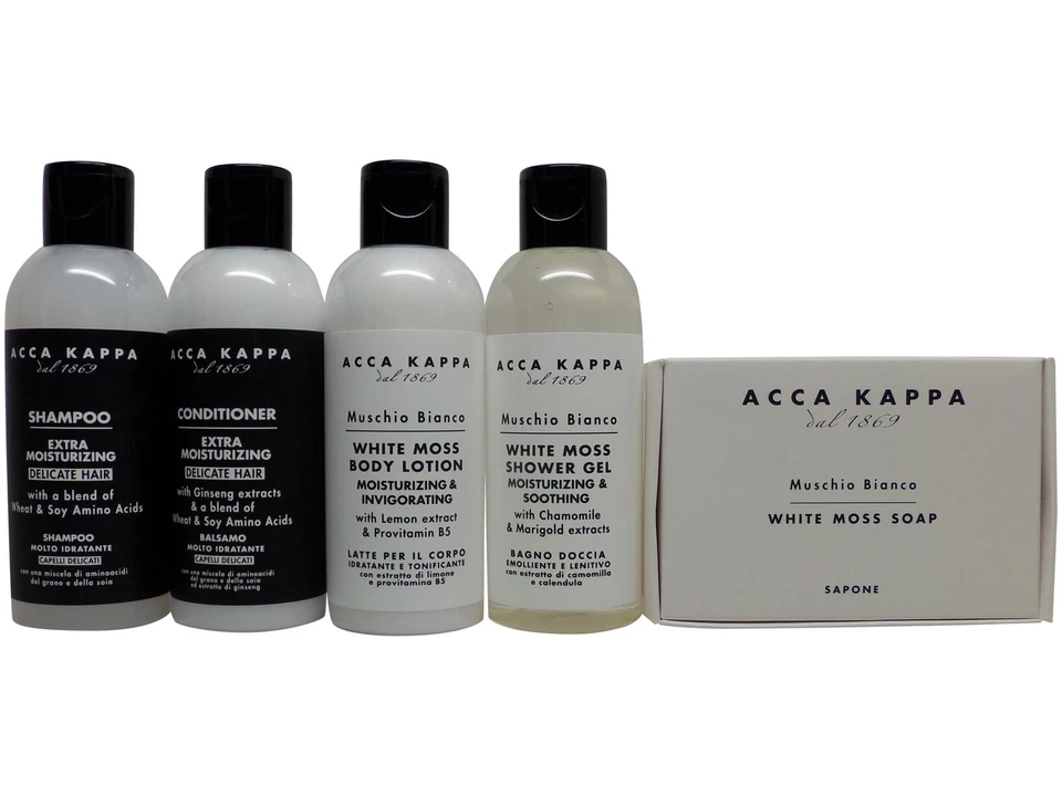 Acca Kappa White Moss Set de Viaje Champú, Acondicionador, Loción, Gel de Ducha y Jabón Foto 1 de 1