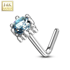 Piercing Naso Oro Bianco 14 Carati Piazza Gemma Turchese - Foto 1 di 1
