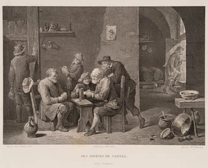 GUTTENBERG (*1749) nach TENIERS (*1610), Kartenspieler im Gasthaus, um 1805, KSt - Picture 1 of 5