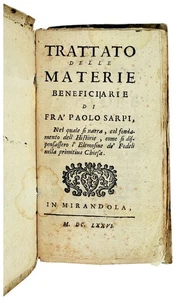 Paolo Sarpi / Trattato delle Materie Beneficiarie / Mirandola: 1676 - Imagen 1 de 2