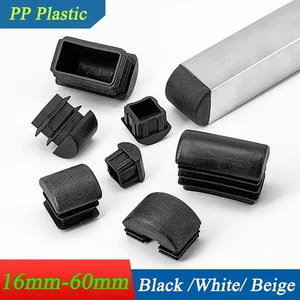 Square Arch Bottom Plastic End Caps Tube inserts Bungs Plugs Black /White/ Beige - Picture 1 of 41