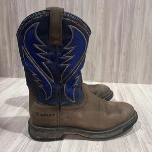 Stivali da lavoro Ariat WorkHog XT Patriot punta acciaio marrone blu uomo 8,5 D cowboy ranch - Foto 1 di 11