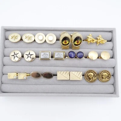 LOT 12 Pairs of Vintage Cuff Links  Hickok Anson Swank + Unmarked Gold Tone - Image 1 of 4