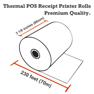3 1/8" x 230' Thermal Receipt Printer Rolls - Paper BPA Free-50 Rolls-US Stock - Picture 1 of 3