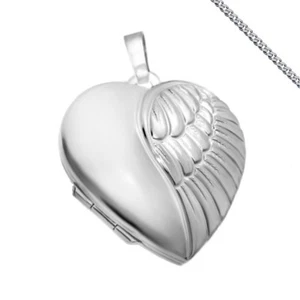 MEDAILLON Herz Engel Flügel mittelgroß Amulett Engelflügel auch Kette und Gravur - Bild 1 von 10