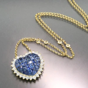 Wert 5270 Euro Saphir-Brillant-Kette / Collier Herz 4,15 carat 750er Gelbgold - Bild 1 von 6