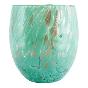 Murano Glass Drinking Tumbler Green Bronze Handmade Millefiori 10cm - Picture 1 of 6